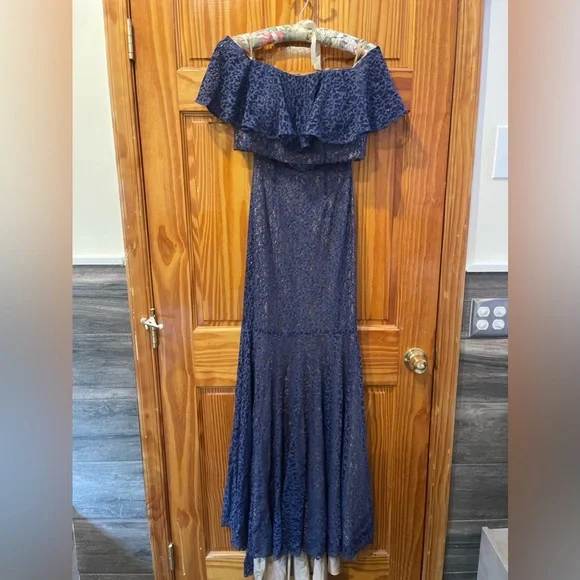 Jovani prom dress 2 piece navy blue - Picture 2 of 4